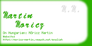 martin moricz business card